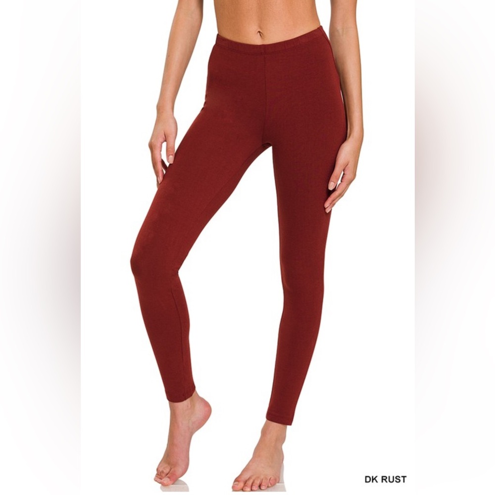 NWT! Rust Color High-Waisted Cotton Stretch Leggings